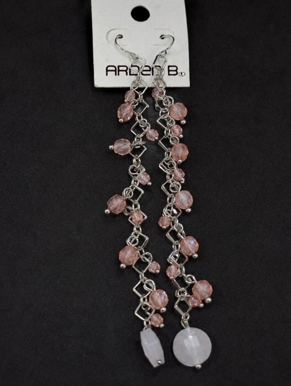 Vintage Y2K Arden B Pink Beaded Long Dangle Earrings - Picture 5 of 6